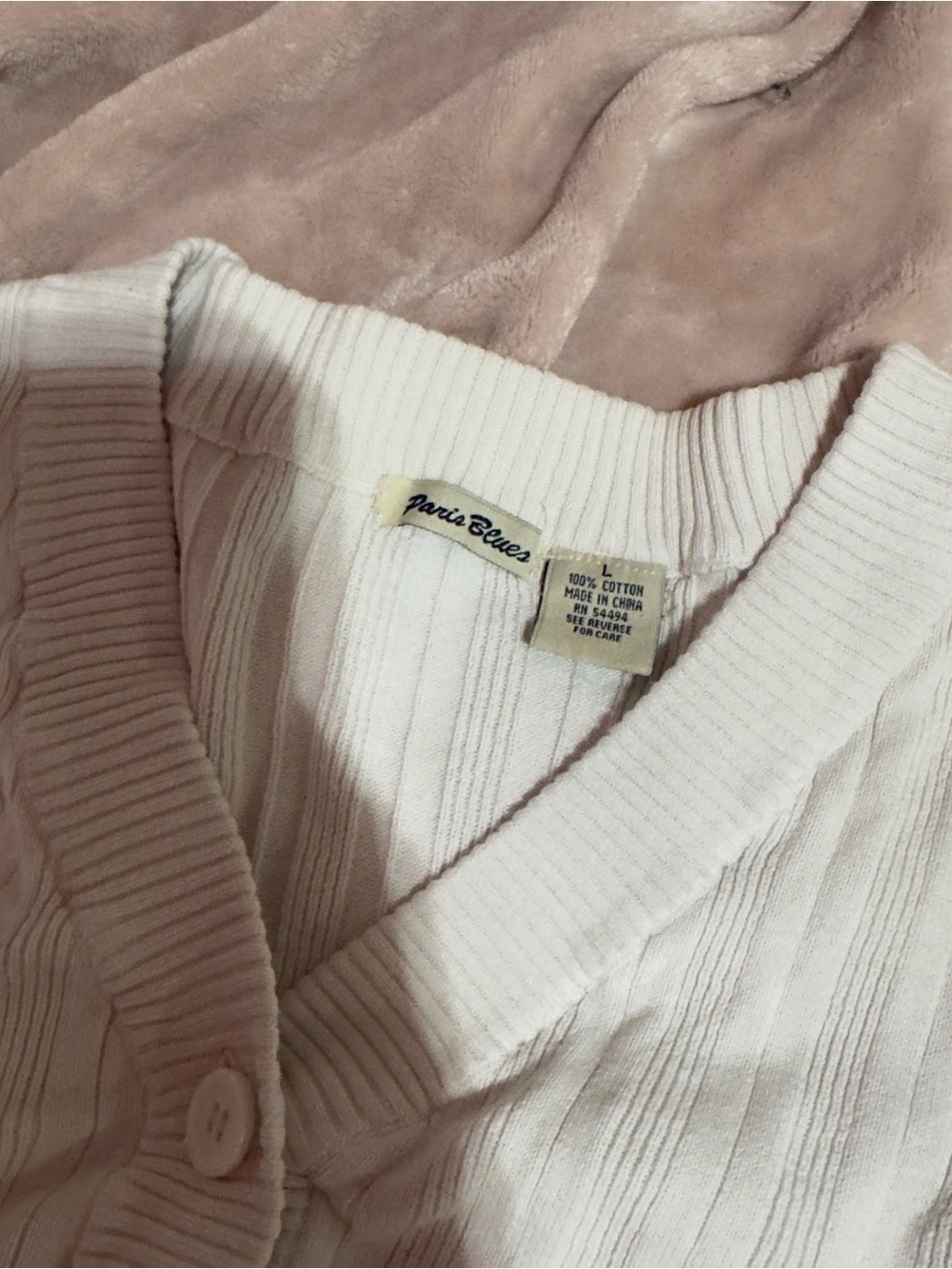 Paris Blues Ivory Ribbed Button-Front Cardigan - Picture 9 of 10
